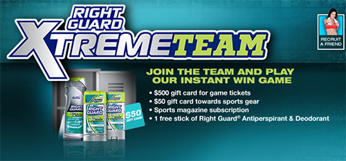 Right Guard: XtremeTeam Instant Win Game