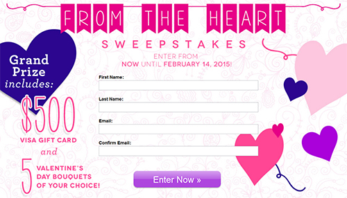 Win A $500 Visa Gift Card & 5 V-Day Bouquets