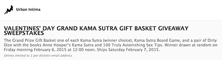 Win Kama Sutra Valentine’s Prize Packages