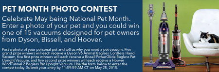 Win One of Fifteen Vacuums for Pet Owners