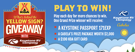 Win a Keystone Passport 171EXP, $2,000 at Cabela’s and $100 KOA Gift Card