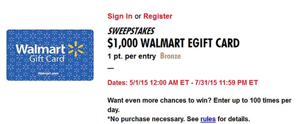 Win a $1,000 Walmart eGift Card