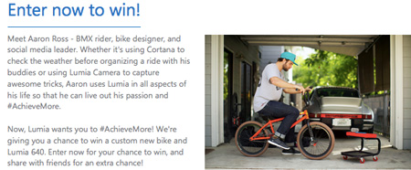 Win a Custom New Bike and Lumia 640 Smartphone