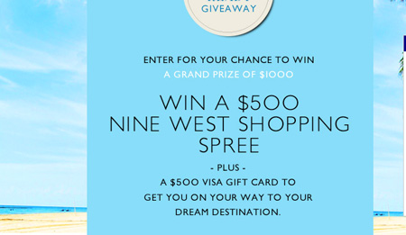 Win $500 Nine West plus a $500 Visa gift card