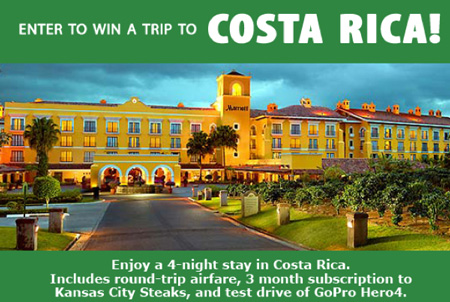 Win a Trip to Costa Rica, Kansas City Steaks, and More
