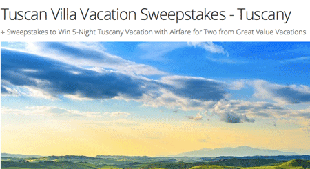 Win a Trip for 2 to Tuscany for a 5-Night Vacation