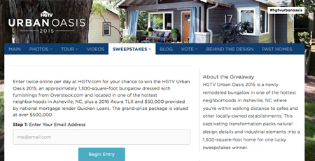 HGTV: Win a New Bungalow in Asheville, a 2016 Acura, and $50,000 from Quicken Loans