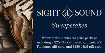 Win a $250 Johnston & Murphy gift card, a $250 Ticketmaster Gift Card, and More