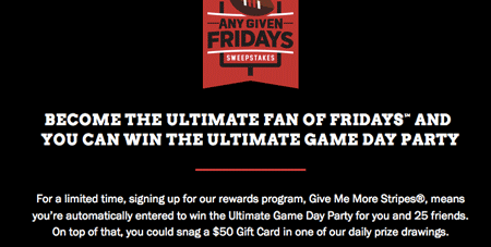 TGI Friday’s: Win the Ultimate Game Day Party for You and 25 Friends