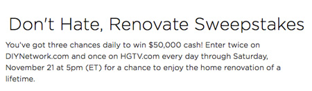 Win $50,000 in Cash from HGTV