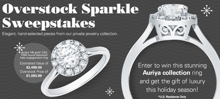 Win a 14k Gold 1/2ct TDW Round Diamond Halo Engagement Ring