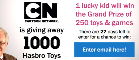 Win 250 Hasbro Toys & $500 in Cartoon Network Holiday Sweepstakes
