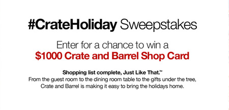 Win a $1,000 at Crate and Barrel