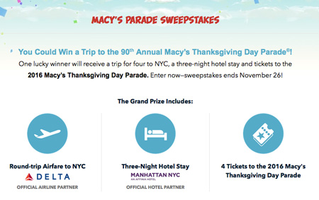 Win a Trip to 2016 Macy’s Thanksgiving Day Parade