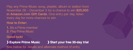Win $25,000 from Amazon Prime Music
