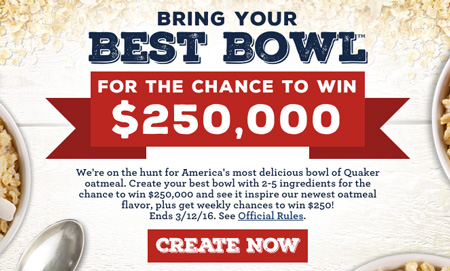 Win $250,000 from Quaker Oats