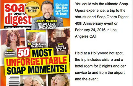 Win a Soap Opera Experience Getaway in LA