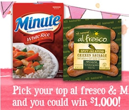 Win $1,000 + 1-Year Of Al Fresco & Minute Rice
