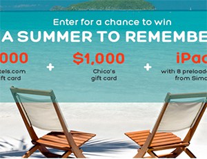 Win a $2K Hotels Gift Card, $1K Chico’s Gift Card & iPad Mini
