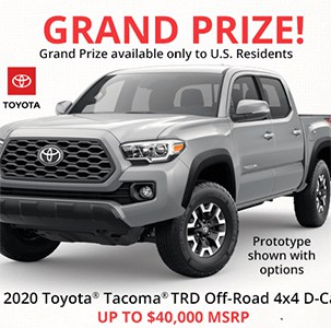 Win a 2020 Toyota Tacoma TRD 4×4 from Cabela’s