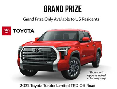 Win a 2022 Toyota Tundra Limited TRD Truck