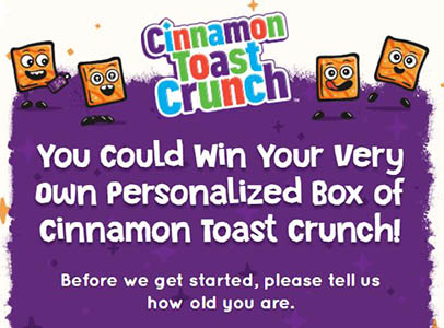 Win a Personalized Box of Cinnamon Toast Crunch
