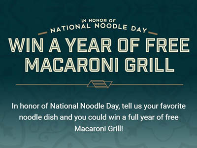 Win a Year of Free Macaroni Grill